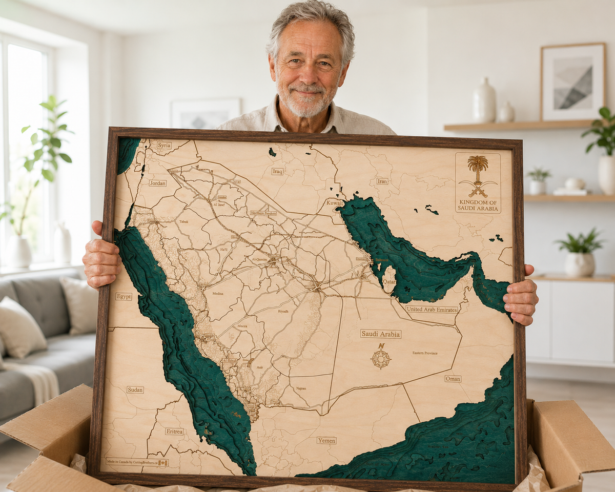 SAUDI ARABIA 3D WOODEN WALL MAP - Version L