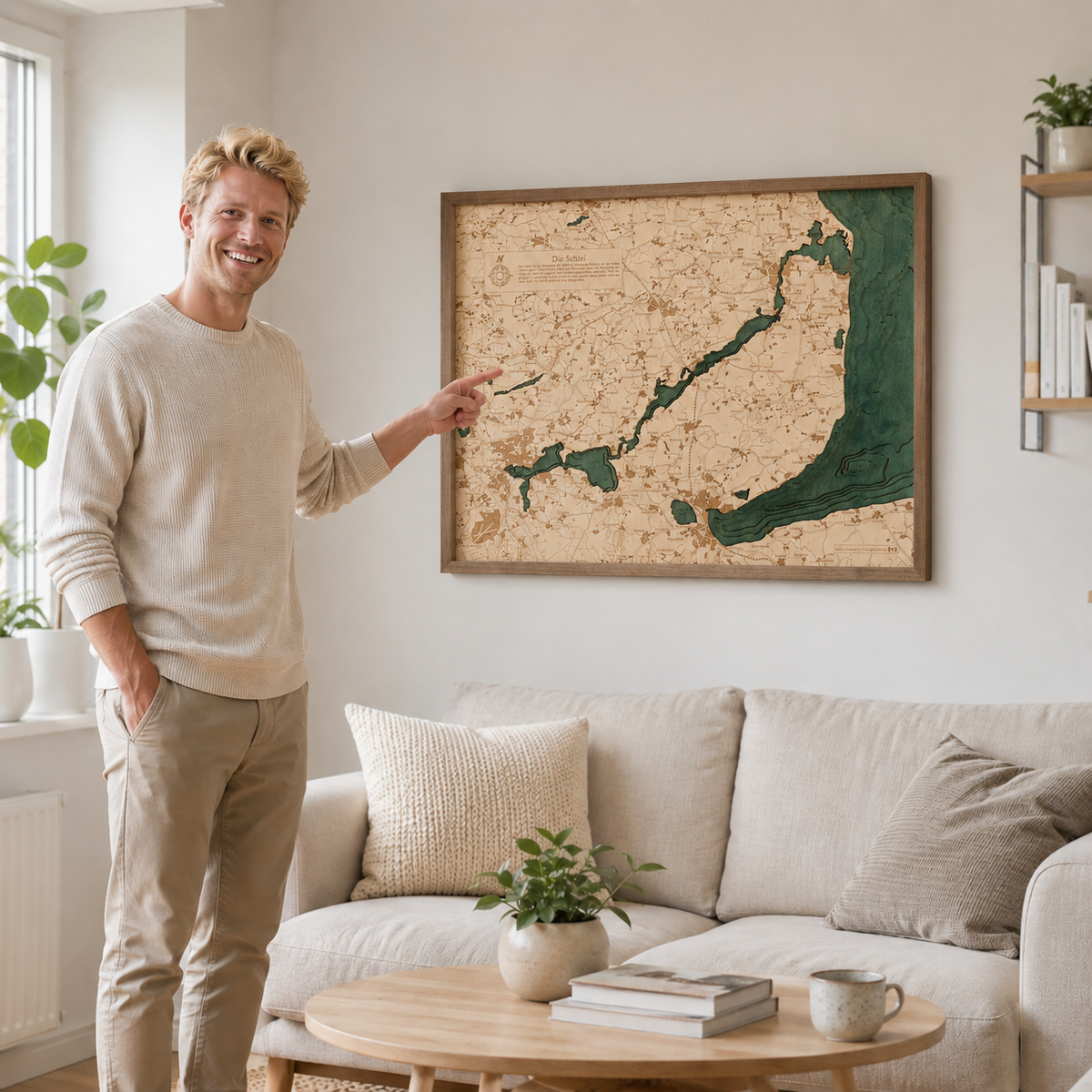 SCHLEI 3D WOODEN WALL MAP - Version L