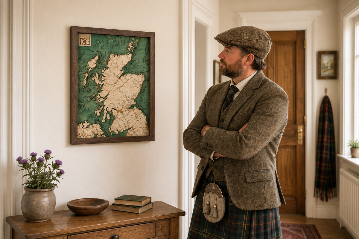 SCOTLAND (NO DISTILLERIES) 3D WOODEN WALL MAP - Version S