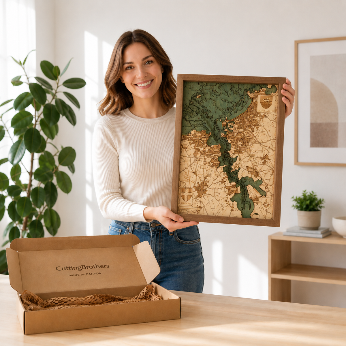 ST.DINARD 3D WOODEN WALL MAP - Version S
