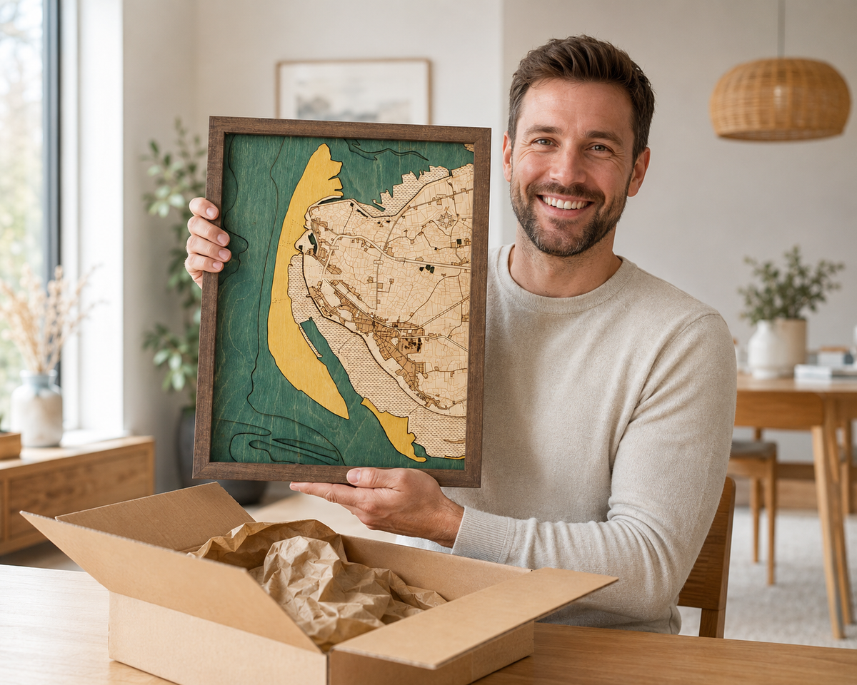 ST. PETER ORDING 3D WOODEN WALL MAP - Version S