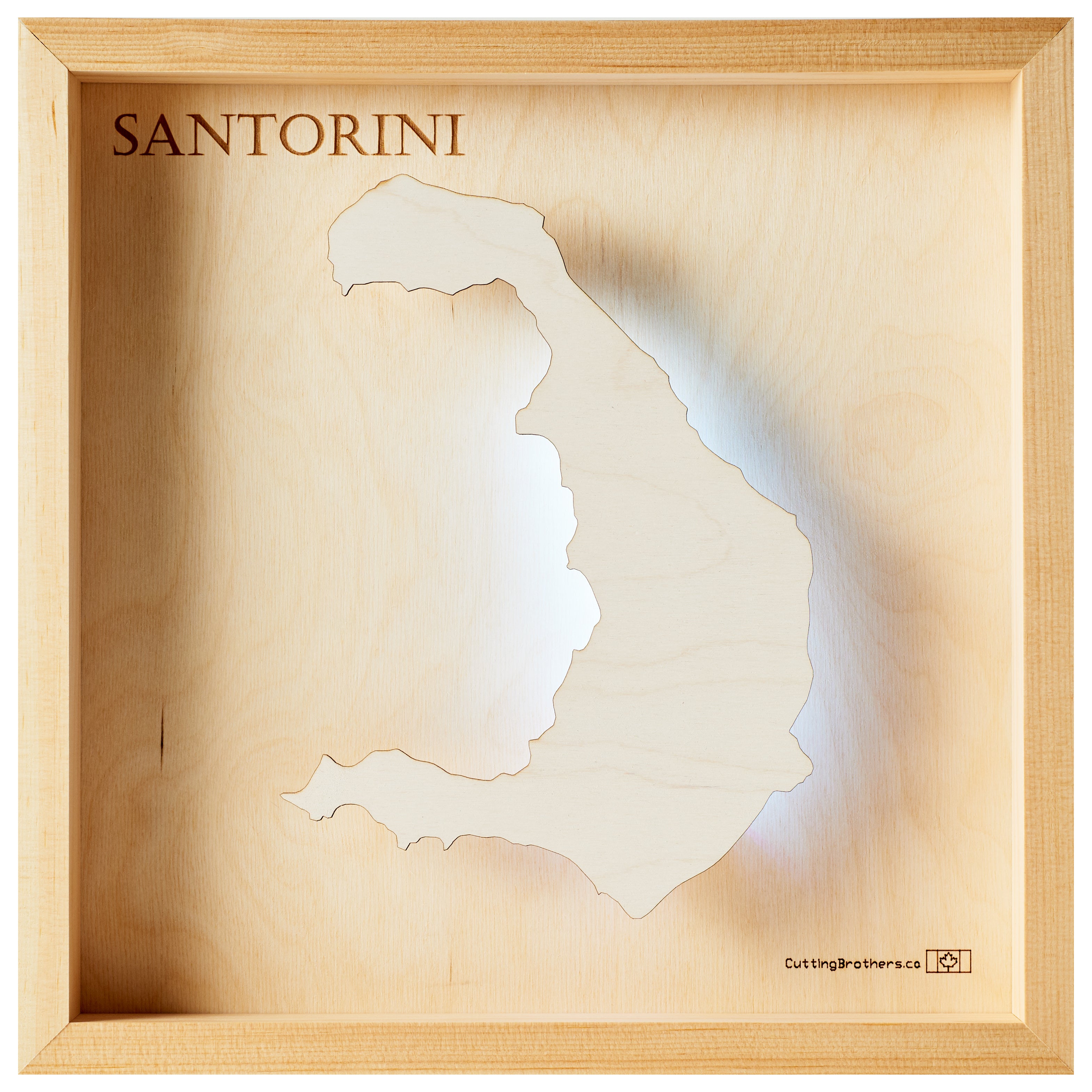 SANTORINI LED LIGHT WALL MAP - Version S  - 15 x 15 Inches