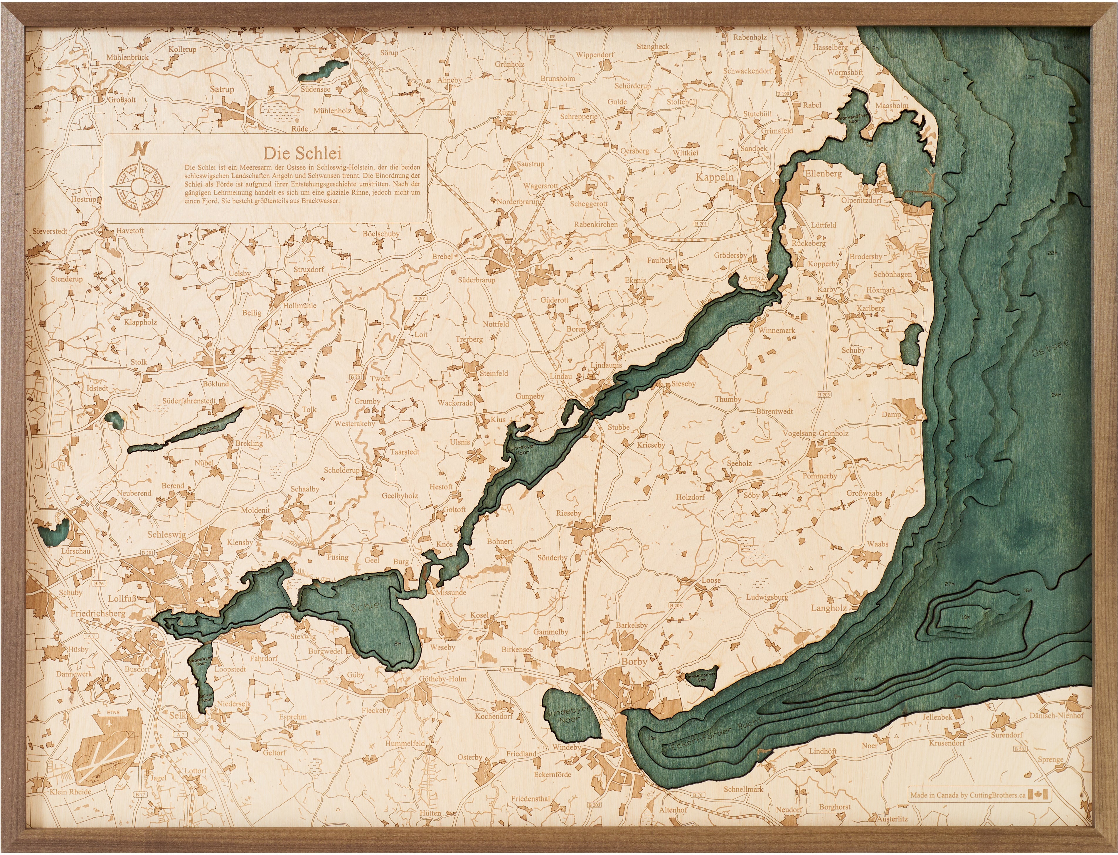 SCHLEI 3D WOODEN WALL MAP - Version L