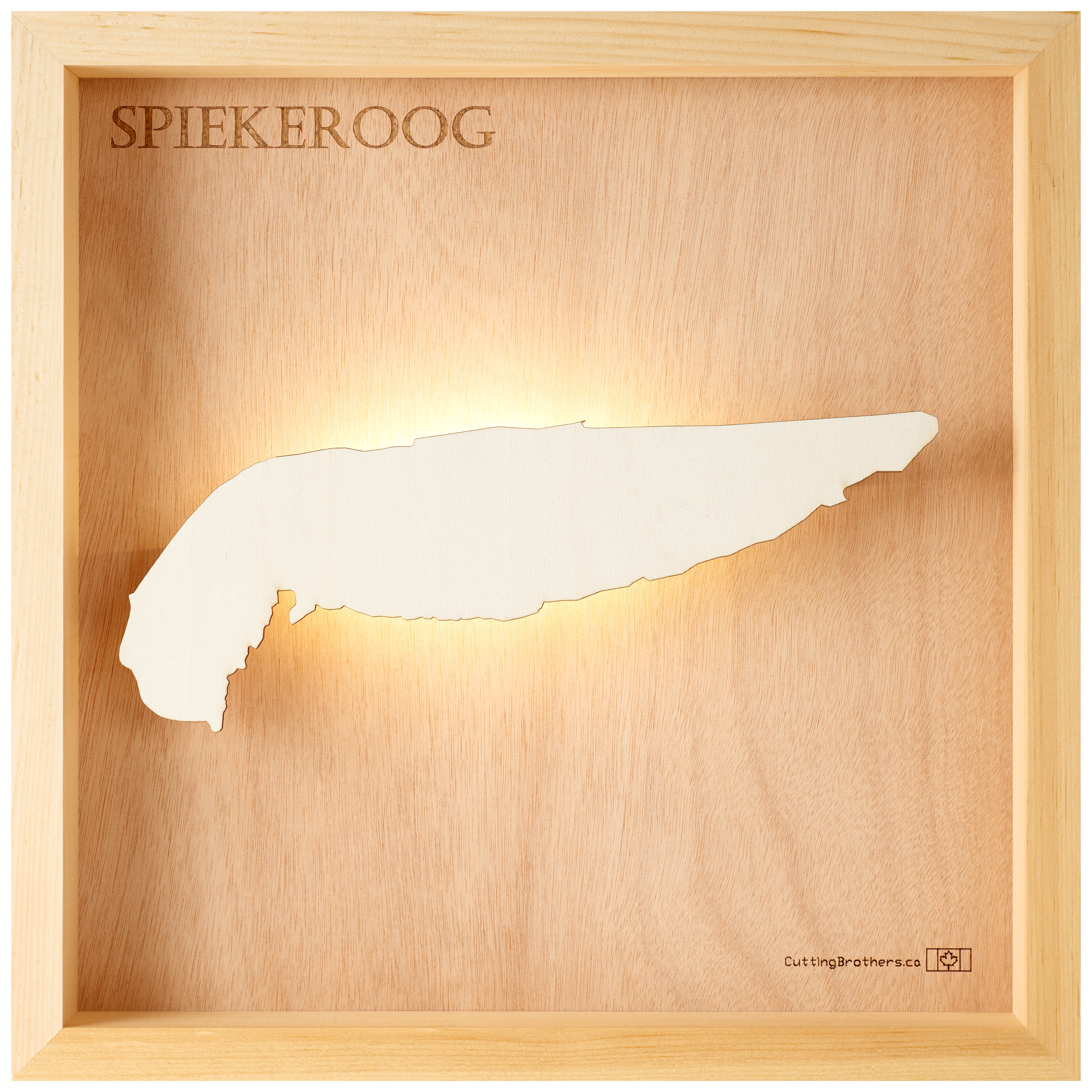 SPIEKEROOG LIGHT WOODEN WALL MAP - Version S