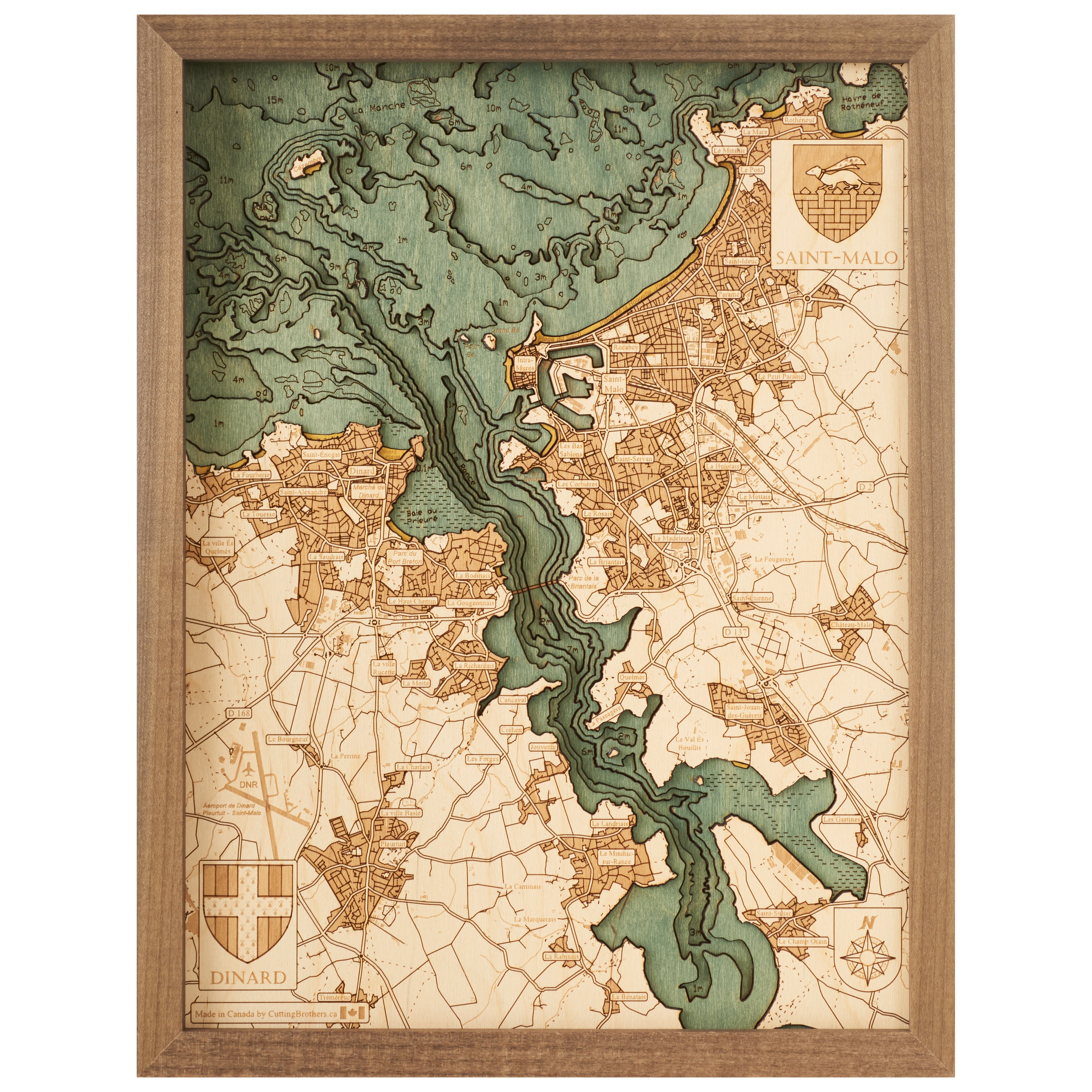 ST.DINARD 3D WOODEN WALL MAP - Version S