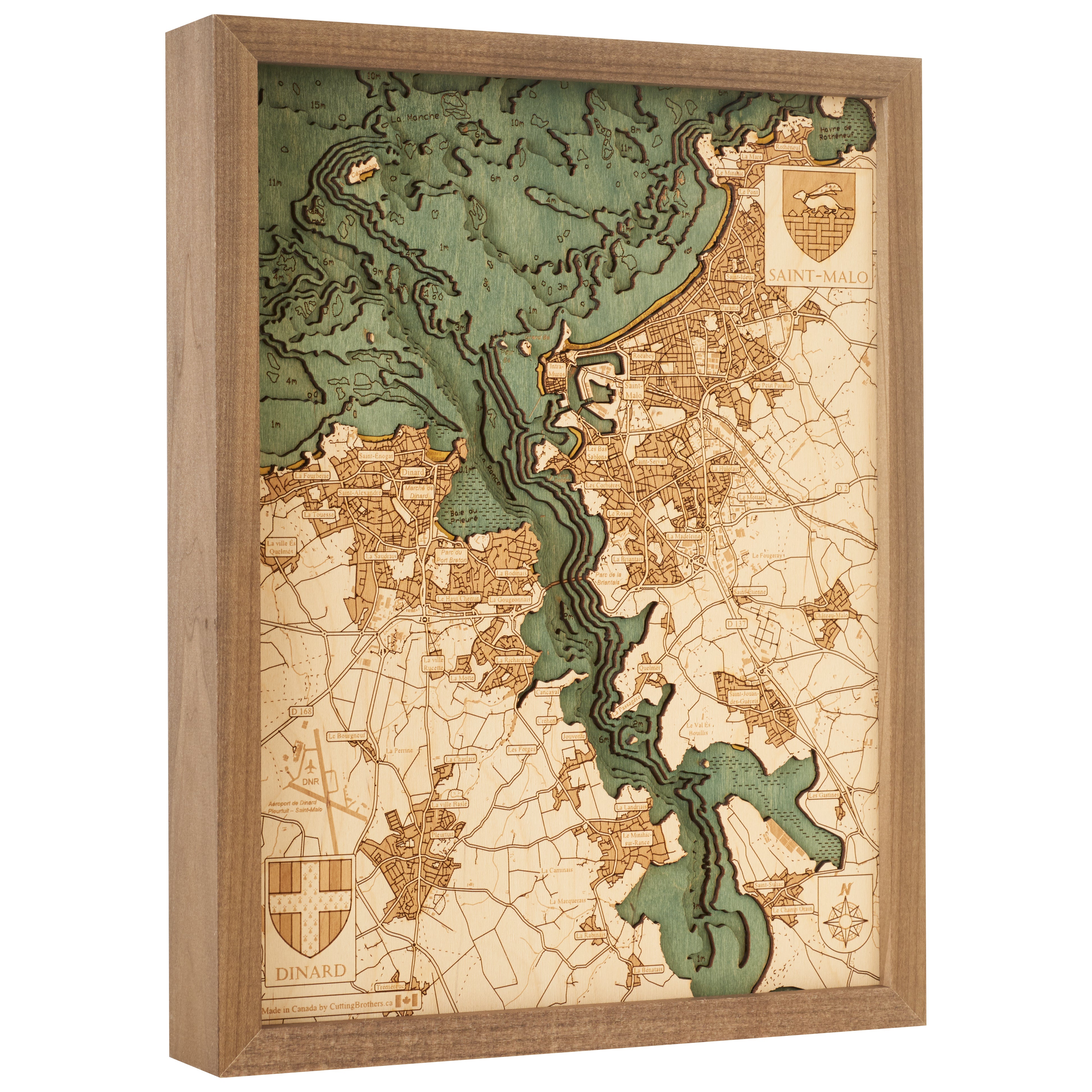 ST.DINARD 3D WOODEN WALL MAP - Version S