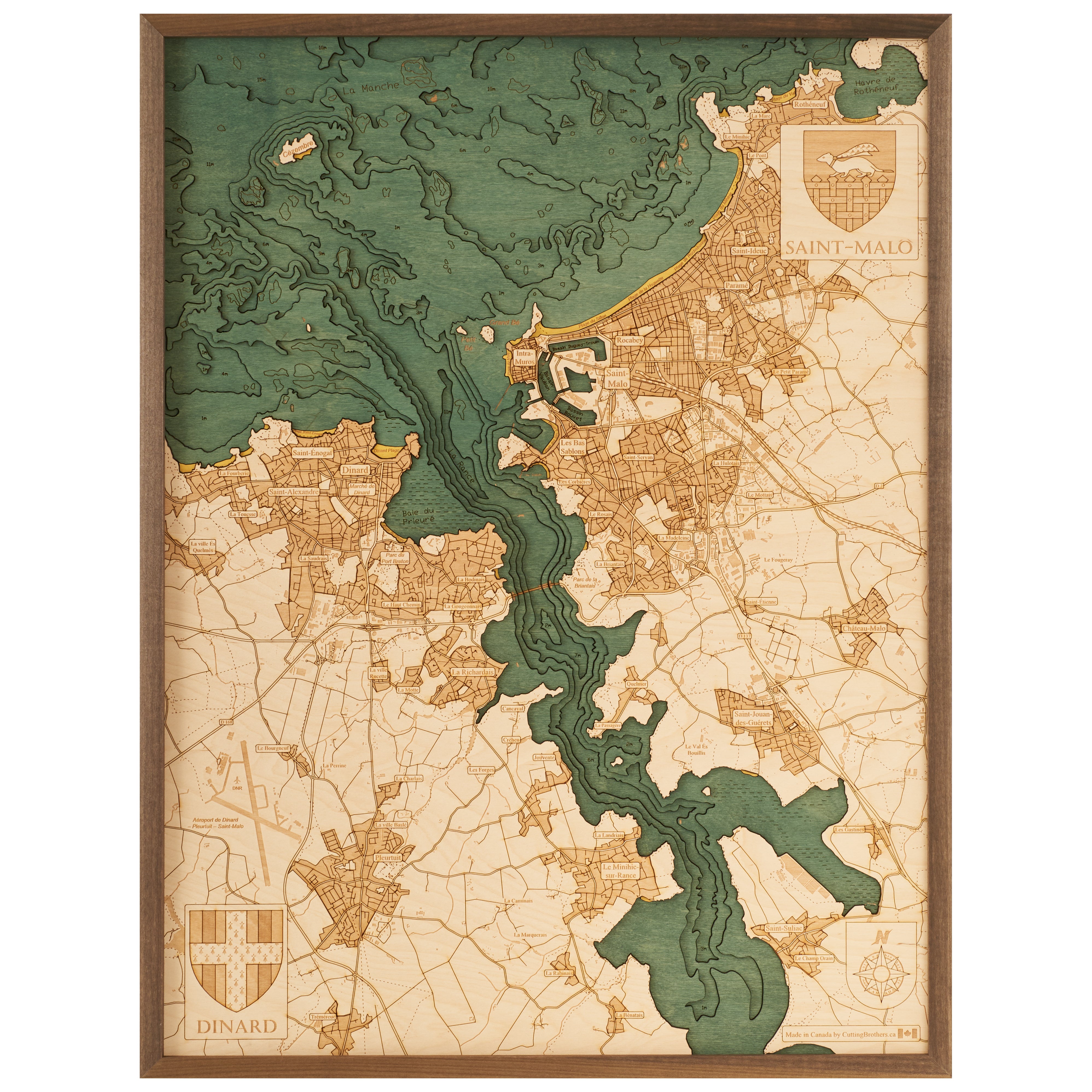 ST.DINARD 3D WOODEN WALL MAP - Version L