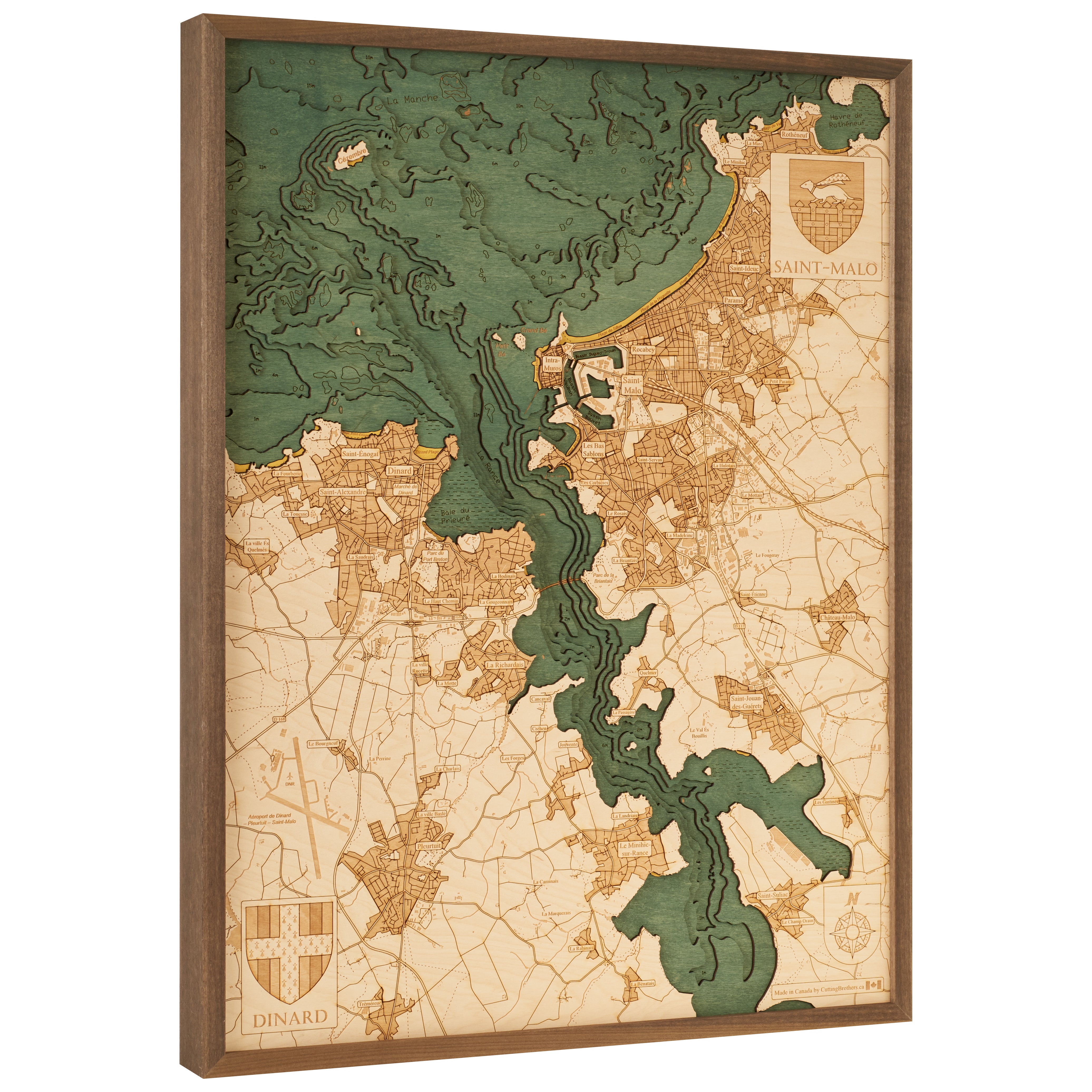 ST.DINARD 3D WOODEN WALL MAP - Version L