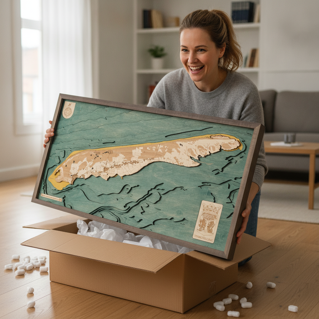 TERSCHELLING 3D WOODEN WALL MAP - Version L