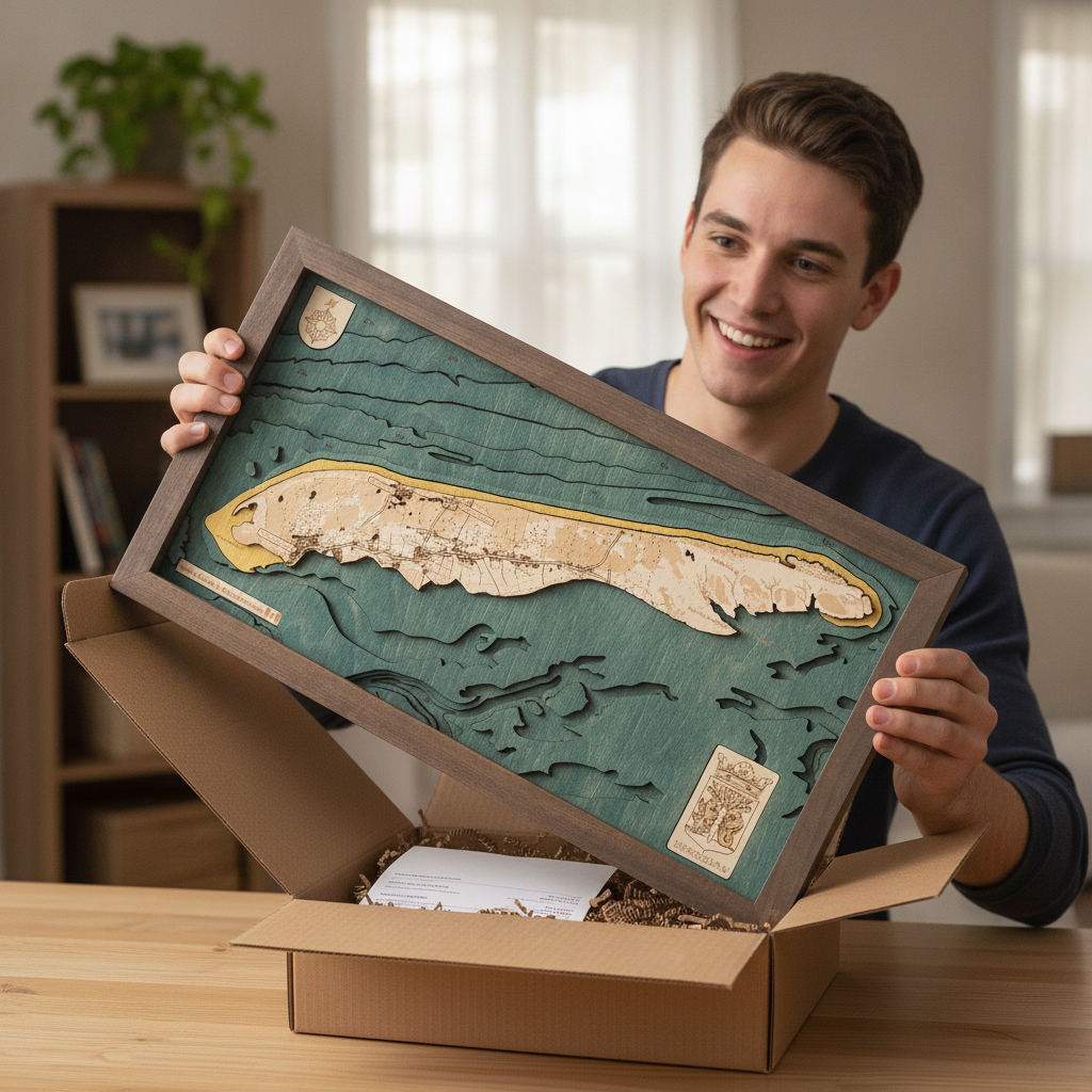 TERSCHELLING 3D WOODEN WALL MAP - Version S