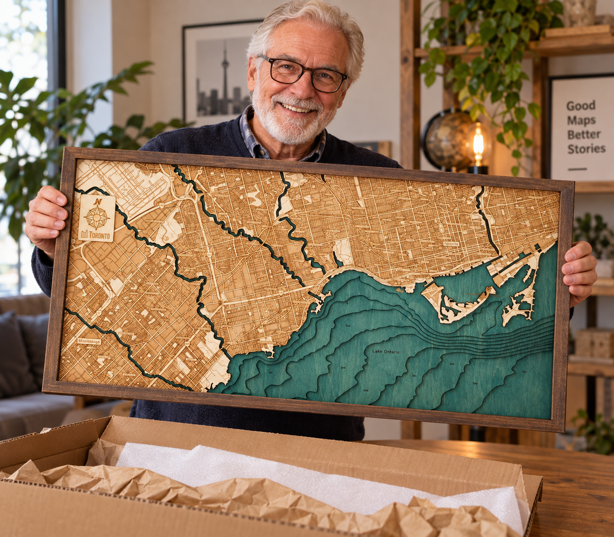TORONTO 3D WOODEN WALL MAP - Version M