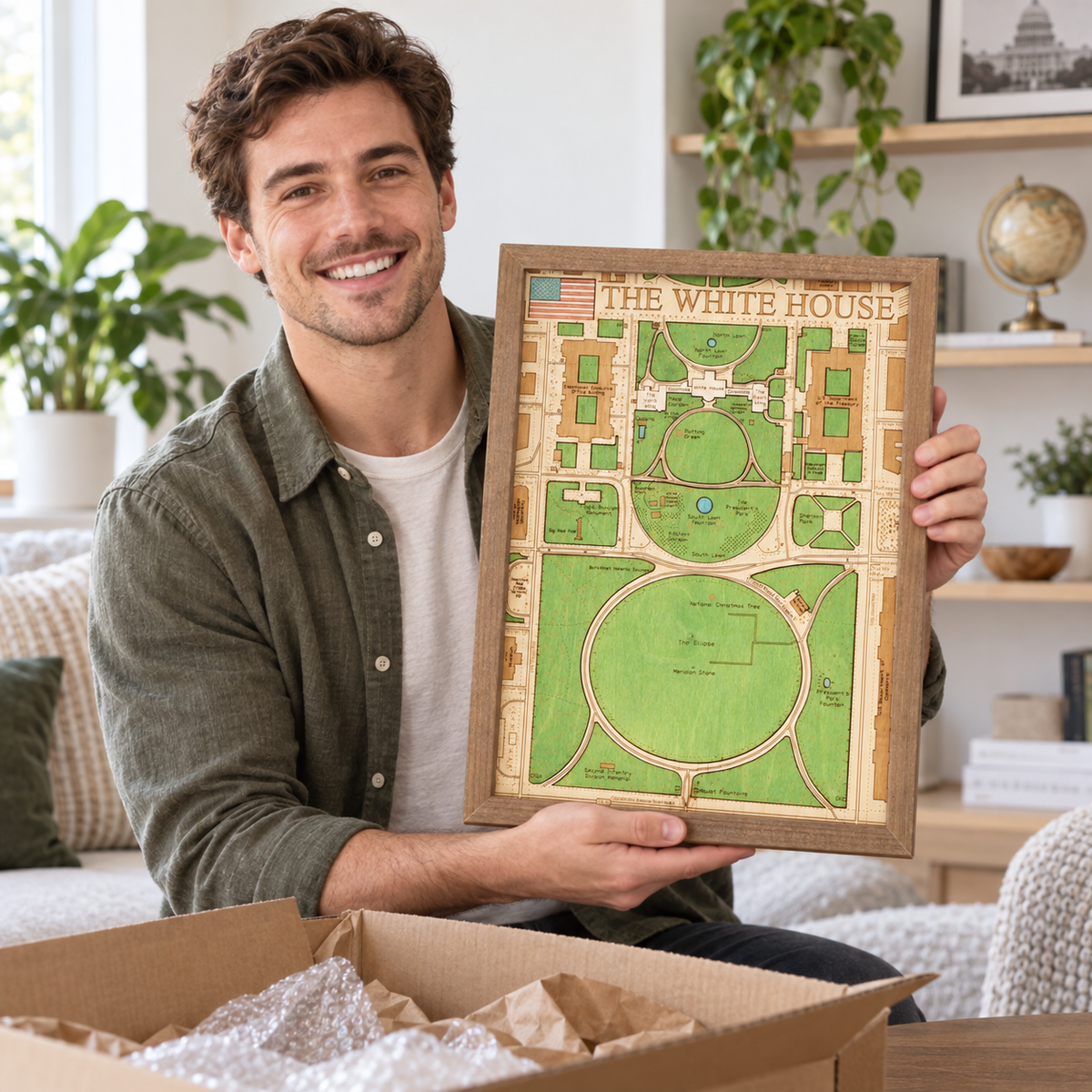 US WHITE HOUSE - 3D wooden wall map - VERSION S