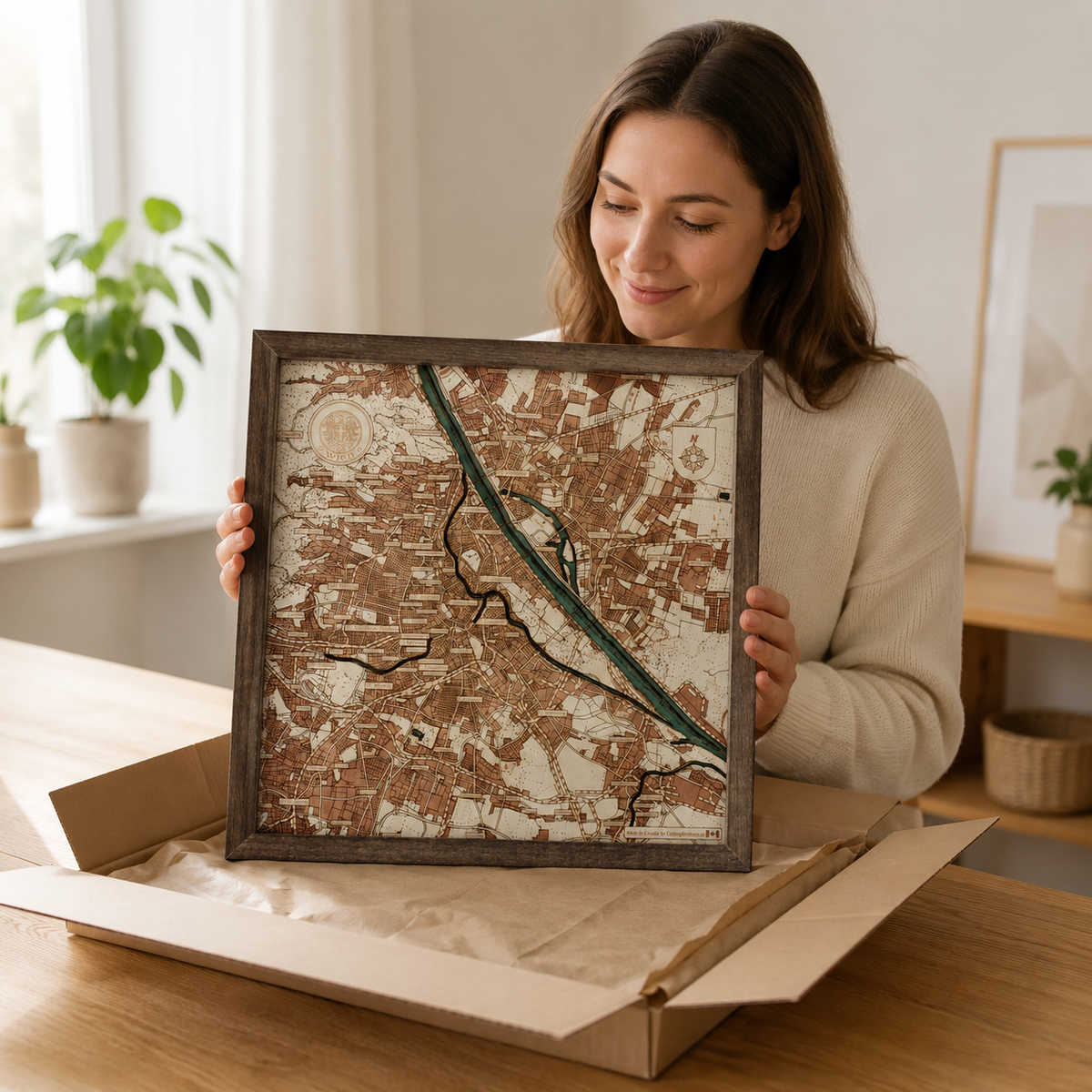 VIENNA 3D WOODEN WALL MAP - Version S
