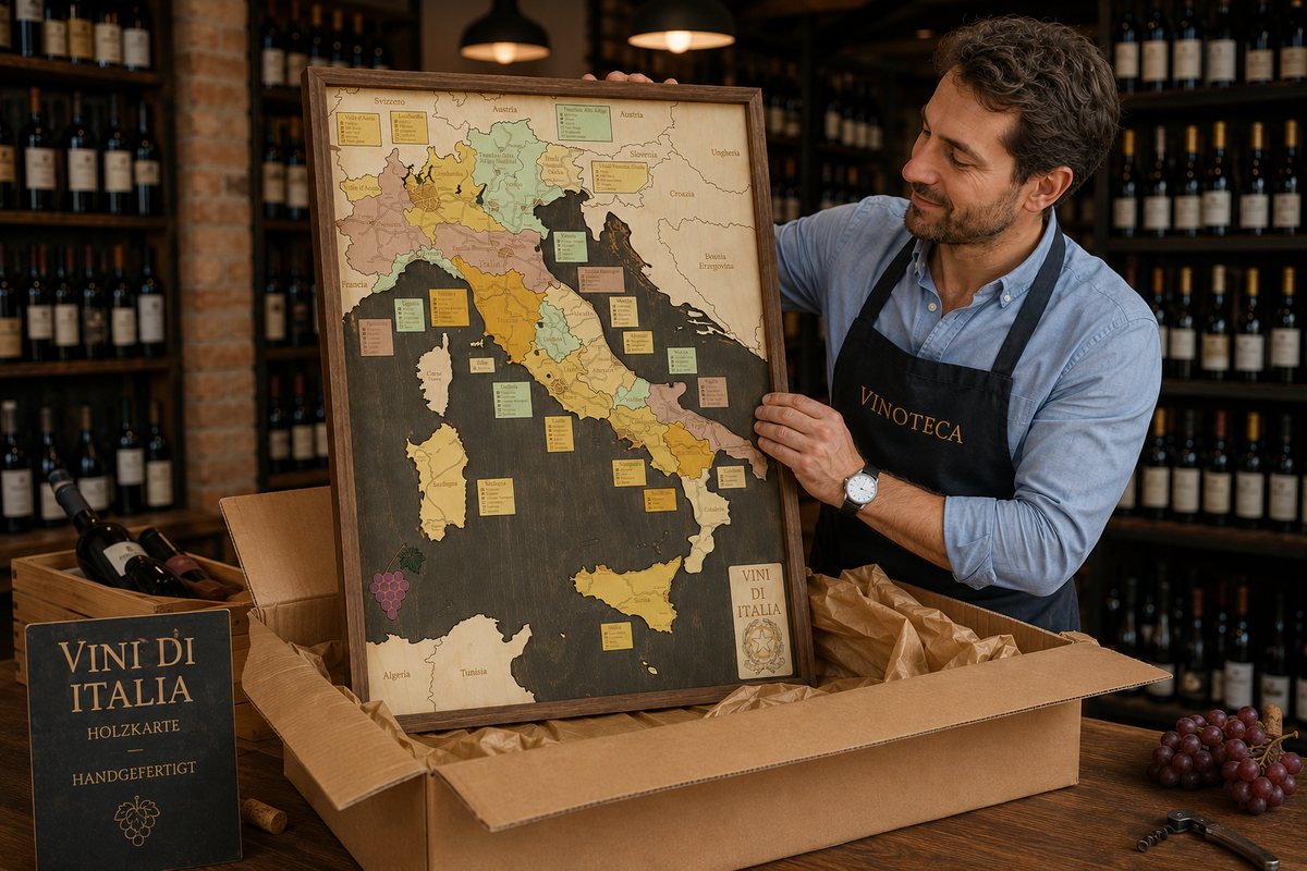 VINI DI ITALIA 3D WOODEN WALL MAP - Version L (Copy)