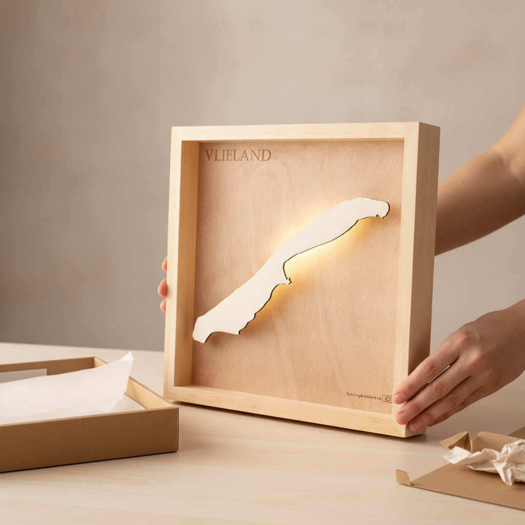 VLIELAND LIGHT WOODEN WALL MAP - Version S