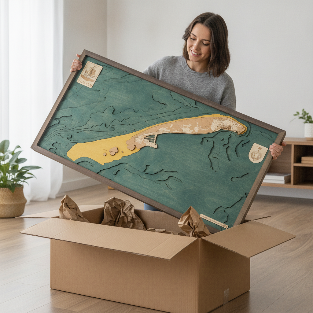 VLIELAND 3D WOODEN WALL MAP - Version M
