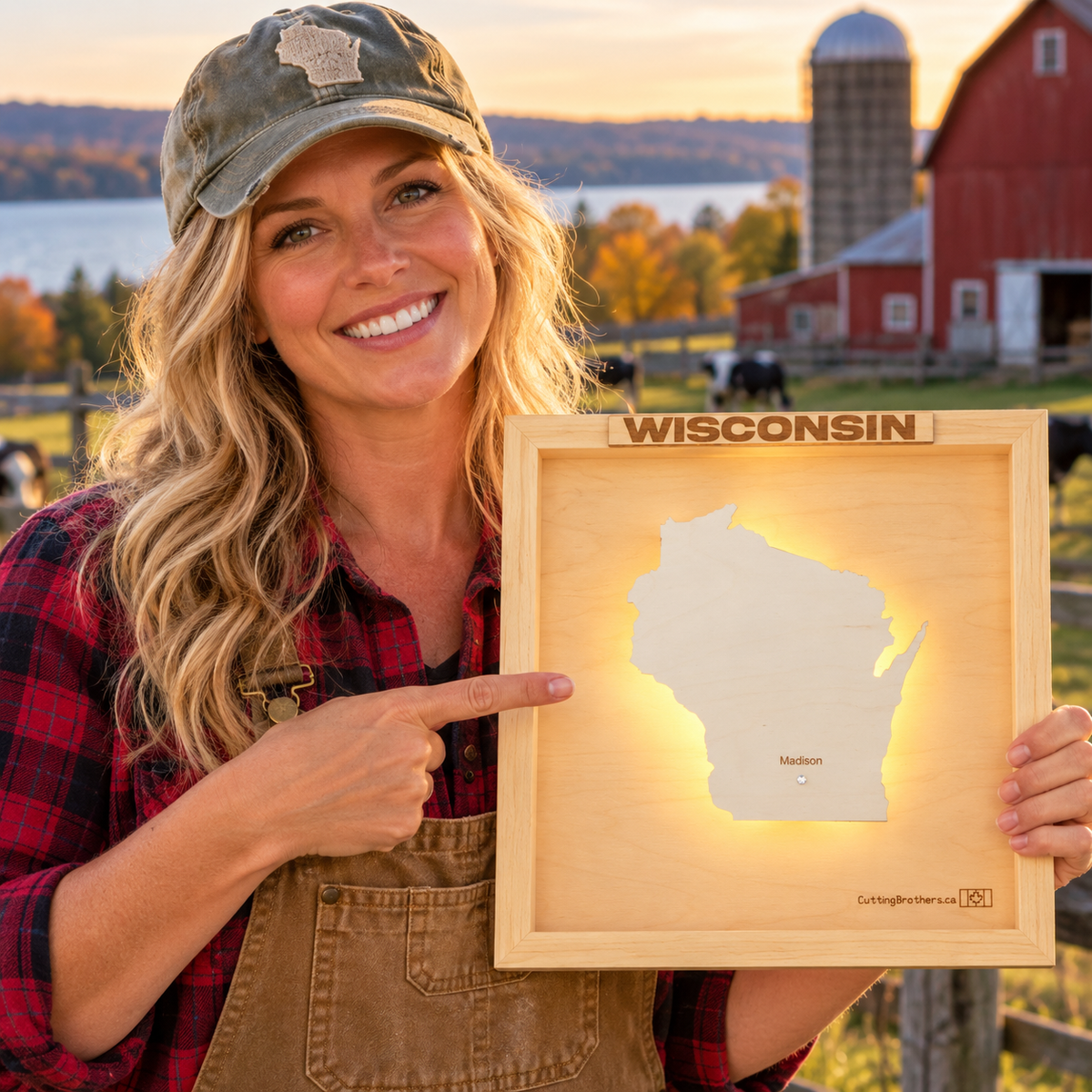WISCONSIN 3D WOODEN WALL MAP - Version S