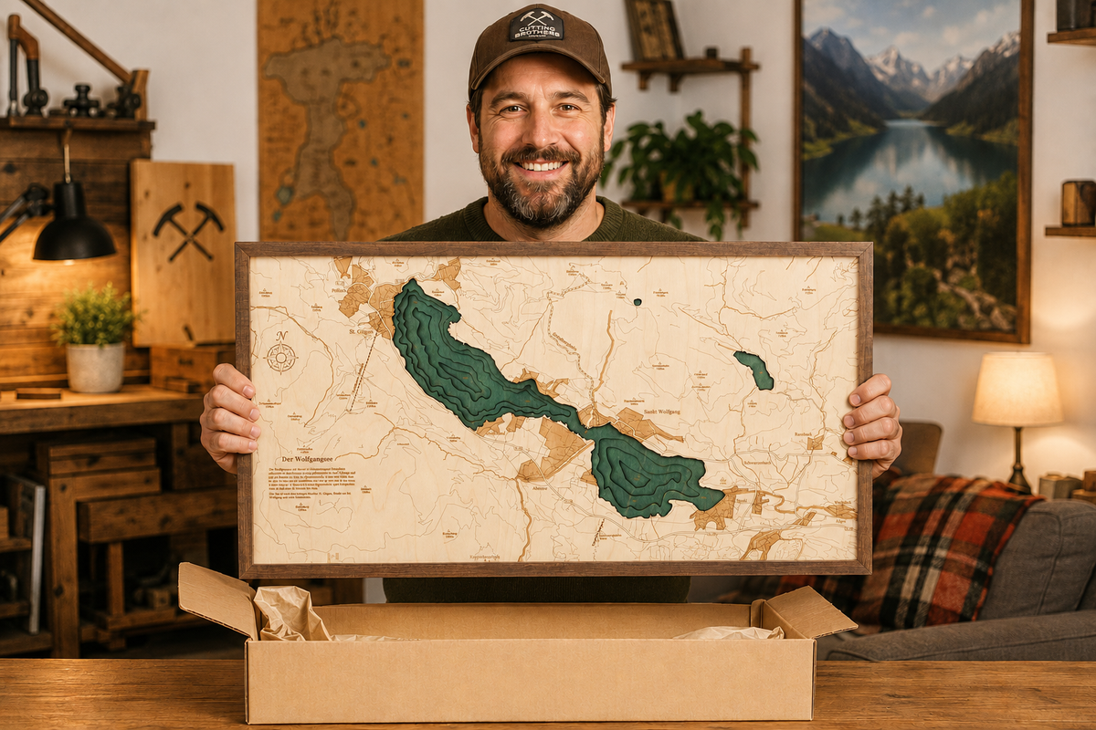 LAKE WOLFGANG 3D WOODEN WALL MAP - Version M