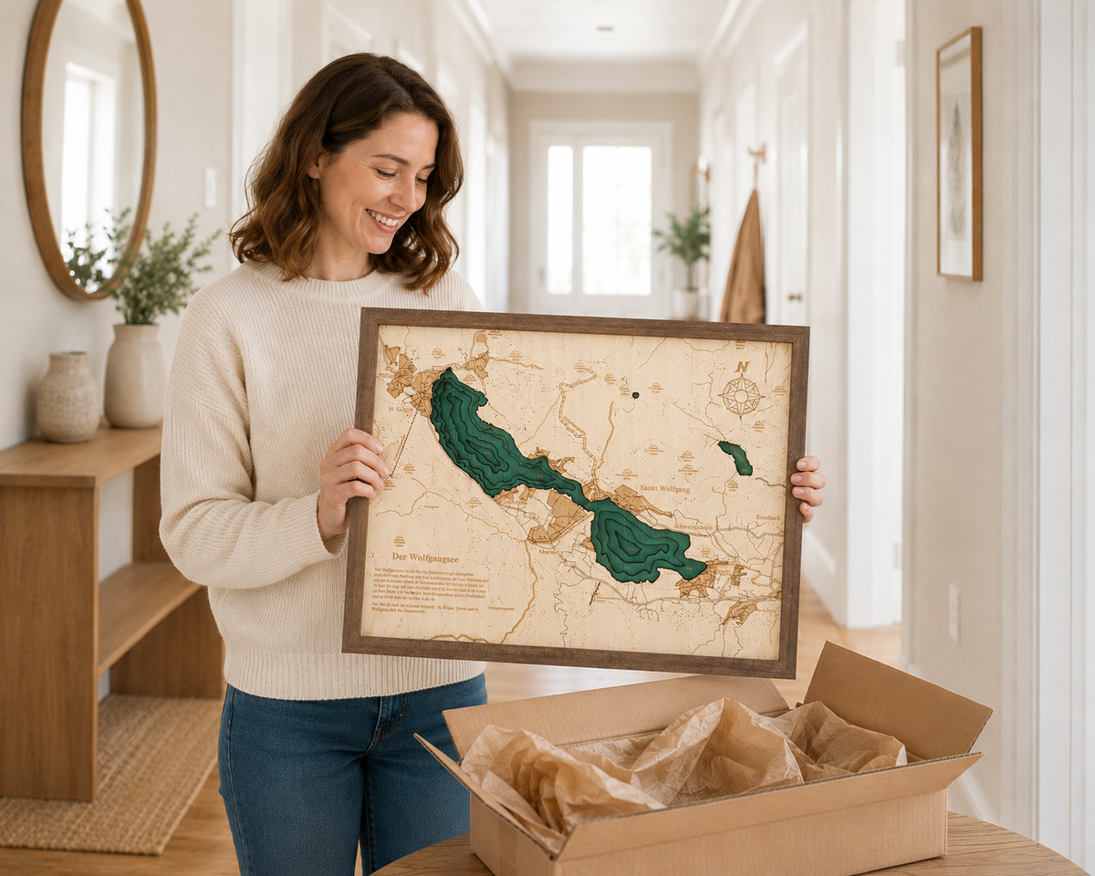 LAKE WOLFGANG 3D WOODEN WALL MAP - Version S