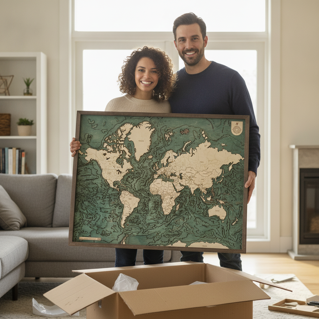 WORLD 3D WOODEN WALL MAP - Version L