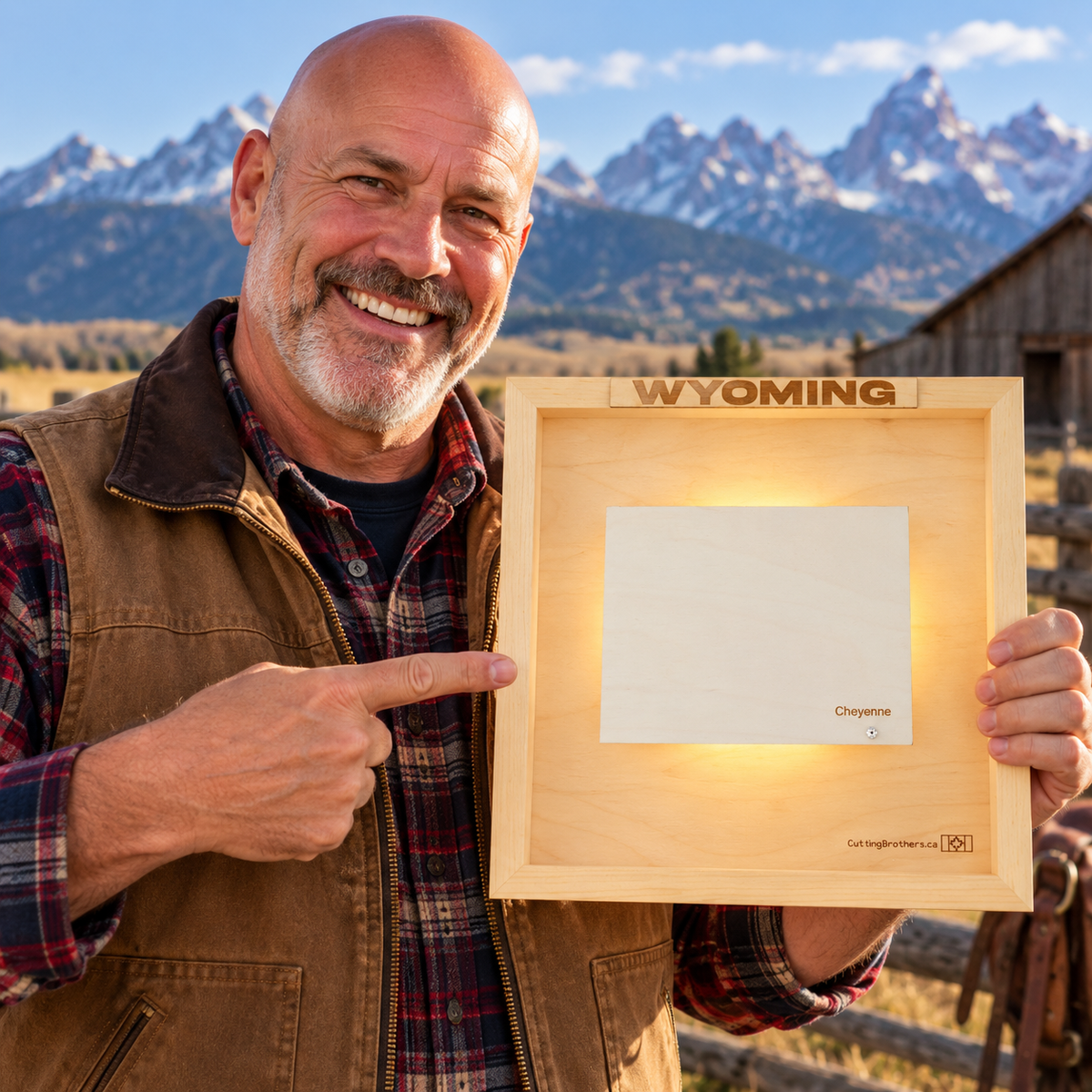 WYOMING 3D WOODEN WALL MAP - Version S