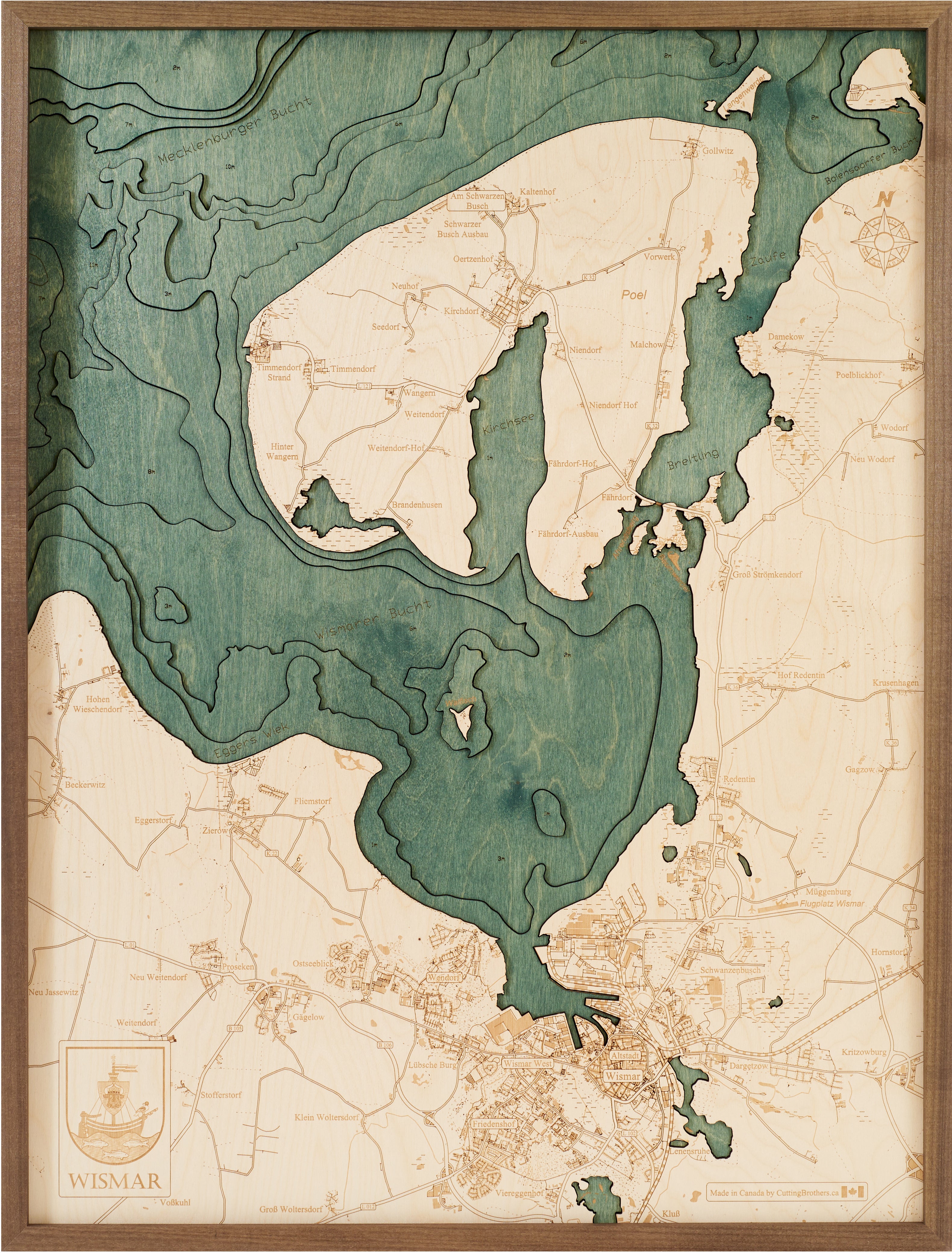 WISMAR 3D WOODEN WALL MAP - Version L