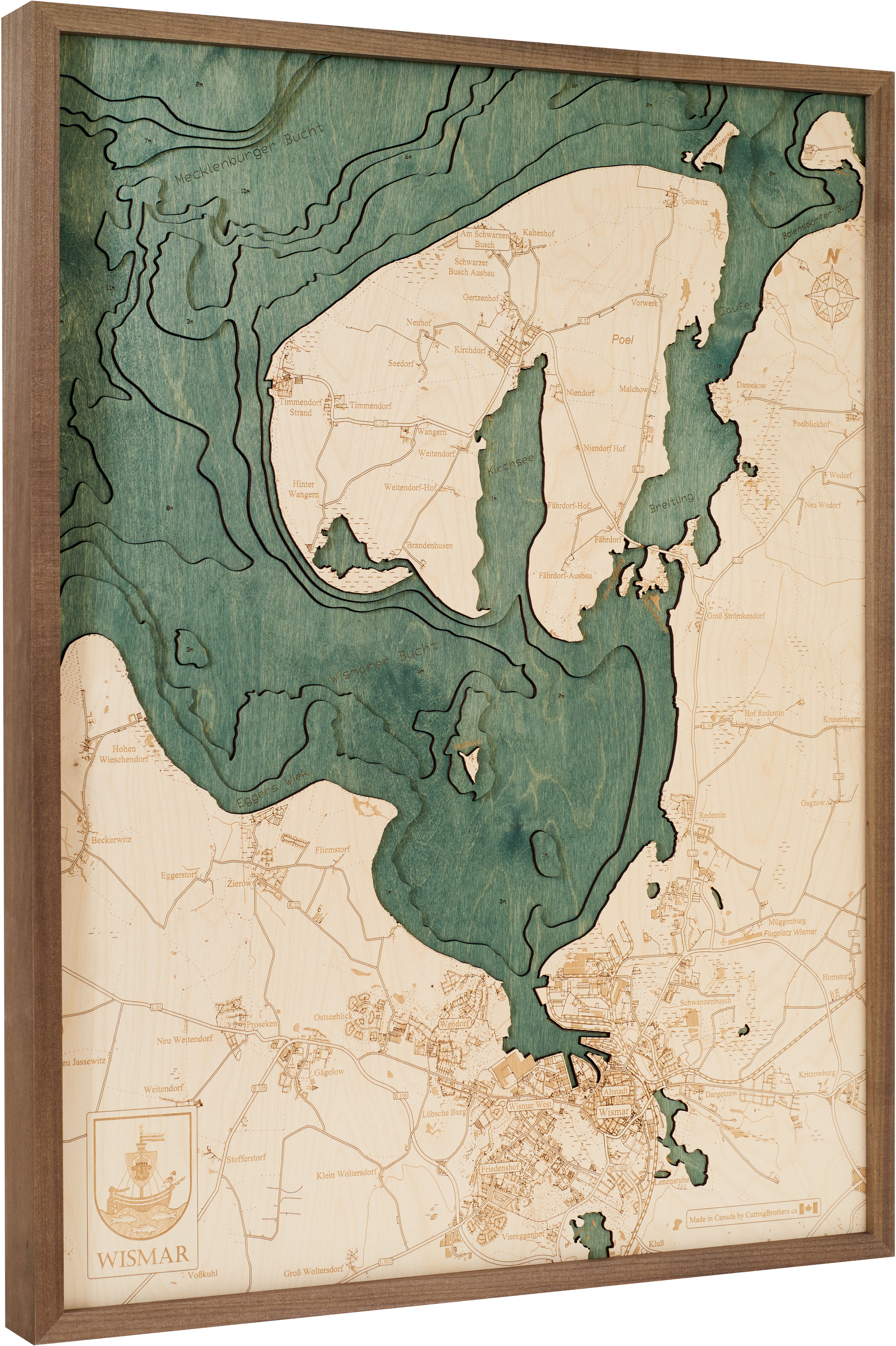 WISMAR 3D WOODEN WALL MAP - Version L