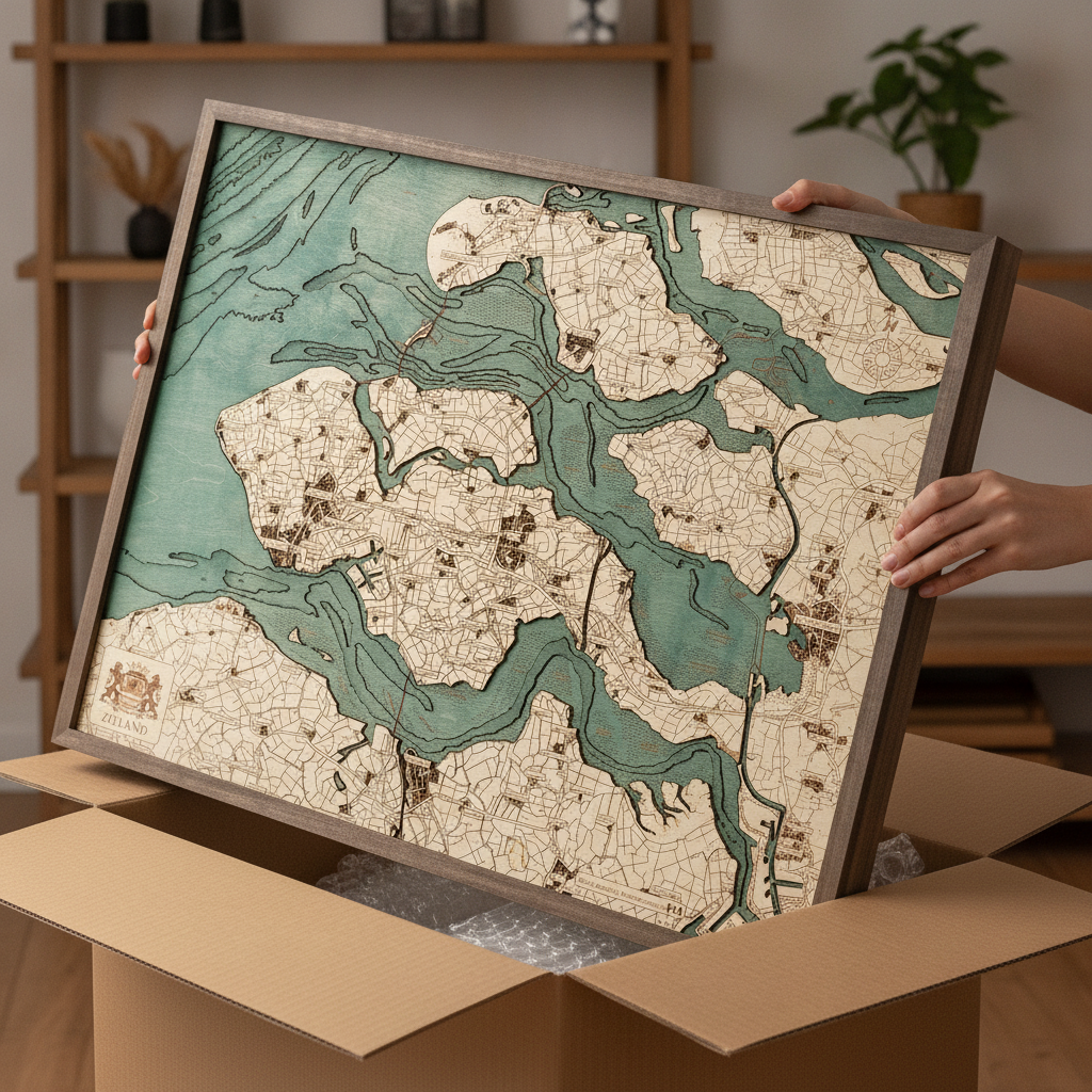 ZEELAND 3D WOODEN WALL MAP - Version L