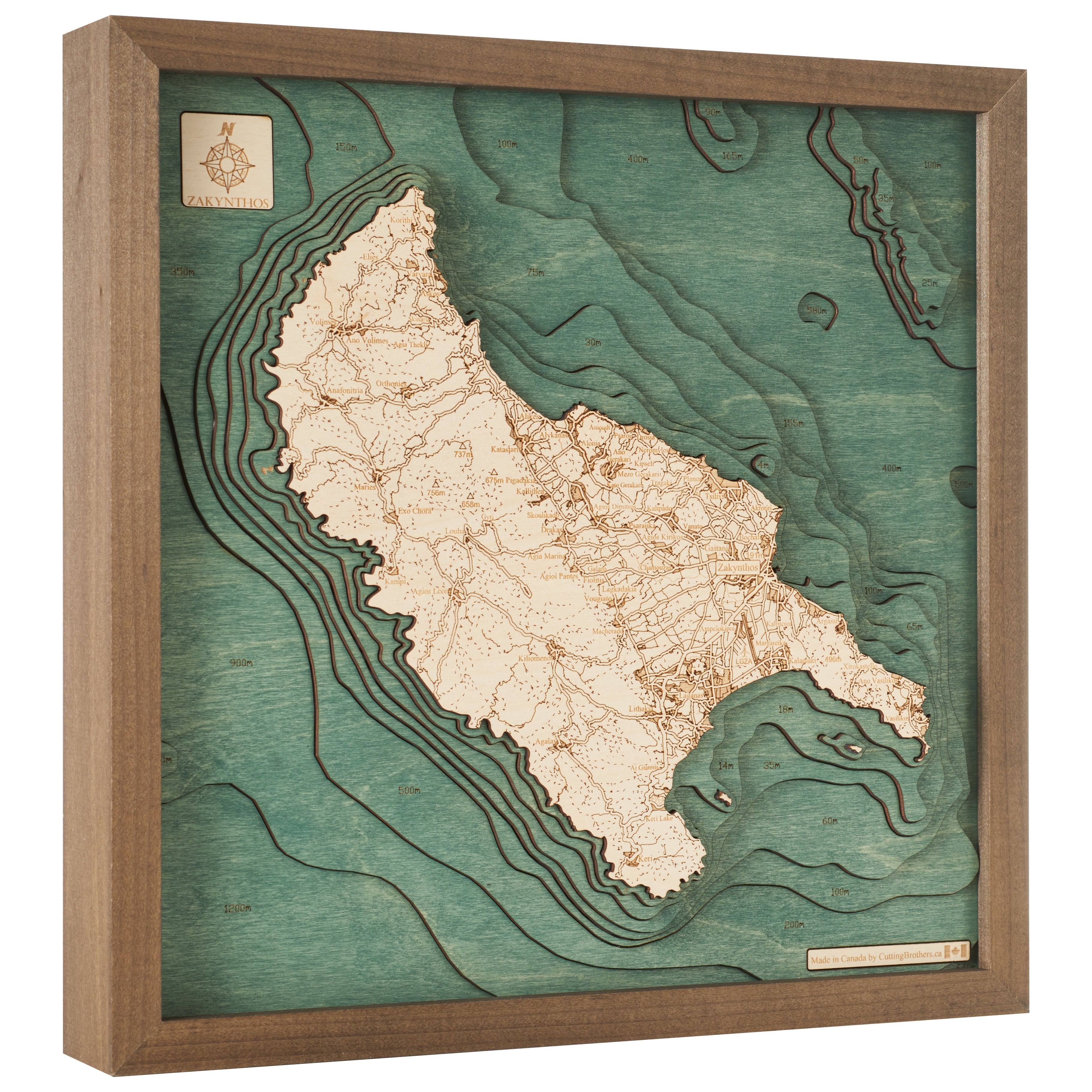 ZAKYNTHOS 3D WOODEN WALL MAP - Version S